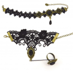 Les Tr&eacute;sors De Lily [K6580] &ndash; must Courtisanesi disainerkomplekt (pits) (s&otilde;rmusk&auml;ev&otilde;ru + pahkluu kett) must