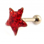Les Tr&eacute;sors De Lily [L4473] - Micro barbell 'Etoile' rouge (tragus) punane