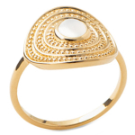 Bague Plaqu&eacute; Or 'Cleopatra' pierre de lune dor&eacute; - 15 mm 52 valge
