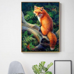 Teemantmaaling Rebane ristpistes Kodukaunistus Teemanttikandid Loomapilt Rhinestones Kingitus 30x30CM