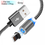 LED-magnetiline USB-kaabel kiirlaadimismagnet C-t&uuml;&uuml;pi mikro-USB-kaabel Andmete s&uuml;nkroonimise IPhone'i kaabel iOS must