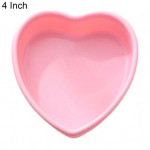 4/7/9/10 tolline koogivorm kleepumatu painduv silikoonist s&uuml;damekujuline meisterdamine leivak&uuml;psetusplaadi vorm 4Inch roosa