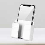 FONKEN Seinale paigaldatav hoiukarp Kaugjuhtimispuldiga Mobiiltelefoni Pistikupesa Seinahoidik Laadimine Multifunktsionaalne hoidiku alus valge