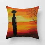 Aafrika elu Aafrika naised abstraktne maal kaunistus padjakate kodukaunistus padjap&uuml;&uuml;r eksootiline padjap&uuml;&uuml;r 60x60cm