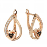 Kinel Heart Rose Gold Drop k&otilde;rvar&otilde;ngad l&auml;ikiva musta tsirkooniga roosa kuldne v&auml;rv