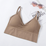 Suures suuruses naiste seksikas &uuml;hev&auml;rviline rinnahoidja, moodne eemaldatav camisole Crop Top joogarinnahoidja &otilde;mblusteta vabaaja aluspesu L-2XL XL khaki