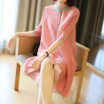 Moodne v&auml;lismaise voldikkleit naiste suvine 2022 uus keskmise pikkusega avar jakk, t&auml;iustatud poolvarrukatega kleit naisteriided M roosa