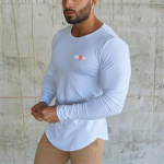 Muscleguys Euroopa ja Ameerika Lihtne pikkade varrukatega meeste s&uuml;gisene uus puuvillane pullover T-s&auml;rk Fitness Spordir&otilde;ivad M must
