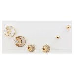 Les Tr&eacute;sors De Lily [R7513] &ndash; 3 paari kuldvalgeid  Scarlett  k&otilde;rvar&otilde;ngaid (kuud-t&auml;hed) - 3 kuni 10 mm valge