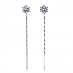 Moissanite 925 Sterling H&otilde;bedast Teemantk&otilde;rvar&otilde;ngad Naiste Vanemate T&uuml;drukute Moodsad Ripatsid Ehted Peokingitused 0.5CT