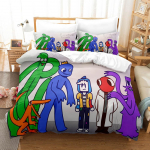 3D Rainbow Friends voodipesukomplektid tekikott koos padjap&uuml;&uuml;riga, kaheinimesevoodi, t&auml;issuuruses kuninganna voodiriided voodipesu EU Single 135x200
