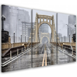 Kolmeosalise pildiga l&otilde;uendiprint Brooklyn Bridge City of New York 60x40 beež