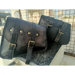 Paar musta kitse nahast sadulakott Mootorratta &otilde;&otilde;tshoova panniri k&uuml;lgmist t&ouml;&ouml;riistakott 9 X 11 X 5 inches must