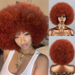 MISSQUEEN Afro Women L&uuml;hike Puff Kinky lokkis parukas s&uuml;nteetilisest kiust ingverpunane oranž kohev parukas igap&auml;evaseks kandmiseks Cosplay 30cm
