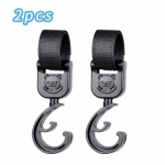 Fonken 2 tk/partii beebi jalutusk&auml;ru konks Cartoon karu 360 kraadi mitmeotstarbeline vankrikonksud imikukoti riidepuu korraldaja autoistme tarvikud Style A must