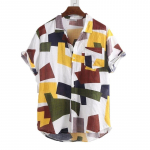 Tr&uuml;kitud meeste riided Euroopa ja Ameerika suvine ranna l&uuml;hikeste varrukatega meeste tr&uuml;kitud s&auml;rk M valge