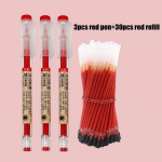 3+30 tk/partii 0,35 mm geelpliiatsi komplekt, must/sinine/punane tindiga kirjutuspliiats, t&auml;idis Eskiis Joonistus Kirjatarbed Kontori- ja koolitarbed 33Pcs set