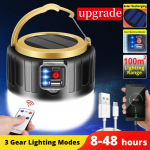 P&auml;ikeseenergia LED matkavalgusti kaugjuhtimispuldiga telklamp USB laetav pirn kaasaskantavad laternad avariivalgustid v&auml;ljas matkamiseks grillimiseks h&auml;daabipank upgrade Solar black