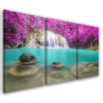 Kolmeosalise pildiga l&otilde;uenditr&uuml;kk Waterfall Lake Landscape 60x40 lilla