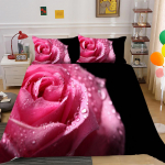 3D moodne voodipesukomplekt lillemustriline tekikate ja padjap&uuml;&uuml;r 2 v&otilde;i 3 roosi- v&otilde;i p&auml;evalilleprintidega Pestav ja mugav voodipesu UK Single 135x200cm