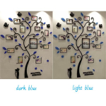 Happy Tree pildiraam Puu 3D kleebis Fotosein Elutuba Magamistuba Soe pildipuu kleebis Loov kodukaunistus XL tumesinine v&auml;rv