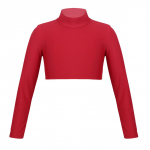 Youth Girls Long Sleeve Turtle-Mock neck Sports Dance Crop Top T-Shirt Gym Yoga Tops Dancewear 5-6 Years punane