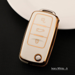 TPU auto klappv&otilde;tme korpuse kate Volkswagen VW Polo Golf Passat Tiguan Beetle Caddy T5 Up Eos Skoda Octavia Seat Leon jaoks A-Ivory White