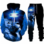 Kaheosaline komplekt Christian Bible Faith Jesus God meeste kapuuts/&uuml;likond Lahe 3D L&otilde;vi tr&uuml;kitud t&auml;navar&otilde;ivad paari riided s&ouml;rkimisdress S