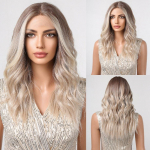 ALAN EATON Ombre pruun blond s&uuml;nteetiline pits ees parukad pikad lokkis 13x1 pits parukas naistele loomulik igap&auml;evane kohev kuumakindel kiud