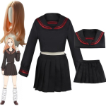 Anime Tokyo Revengers Shiba Yuzuha Cosplay Meremehe Koolivorm T&uuml;drukutele Must &Uuml;laosa Seelik Parukas &Uuml;likond Halloweeni Karnevali Peo Kost&uuml;&uuml;m L-(Costume+Wig) black