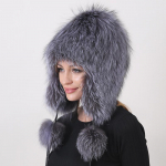 Fox Fur Bomber karusnahast m&uuml;tsid naistele Kohev p&auml;ris karusnahast k&otilde;rvap&uuml;&uuml;dja ​​m&uuml;ts Adjustable(55-60cm)