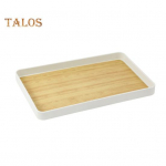 Puidust mustriga teetassialus Kaasaegne libisemisvastane ristk&uuml;lik, vastupidav PP, multifunktsionaalne puuviljade serveerimine lauan&otilde;ude hoiustamise organiseerija hoidik riiul K&ouml;&ouml;k S