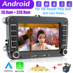 7-tolline 2DIN Android Carplay GPS automeediam&auml;ngija Volkswagen Golf Polo Tiguan Passat b7 b6/SEAT Leon/Skoda Octavia jaoks 2+32GB 2+32GB