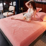 2024. aasta talvine soe tahke flanellist elastne riba, mis on varustatud linaga madratsikaitsega &uuml;lipehme hubane &uuml;lisuur kaheinimesevoodi voodilinad Bed sheet (90x200x25cm) roosa