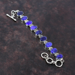 Lihvitud sinise safiirist k&auml;ev&otilde;ru Peened ehted 925 Sterling h&otilde;bedast k&auml;ev&otilde;ru v&auml;&auml;riskivist k&auml;sitsi valmistatud ehted reguleeritav ketiga k&auml;ev&otilde;ru kingitus naisele Adjustable