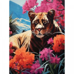 Teemantmaal T&auml;ispuur Lill Leopard Loom &Uuml;mmargune Teemantmaal K&auml;sit&ouml;&ouml; Armastus Maastiku Teete Teemantmosaiikmaal Kodukaunistus Full Round 25X37.5CM