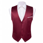 Barry.Wang Meeste vest Burgundia soliidne vest Jacquard kootud siidist pulmade tutvumispeo komplekt 2XL