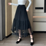 S&uuml;gis- ja talvine naiste seelik, v&otilde;rk, rinnat&uuml;kk, seelik Kuuvalguse marli seelik K&otilde;rge v&ouml;&ouml;kohaga haldjas seelik pikas seelikus S must