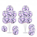 2 komplekti &otilde;hupallialuse komplekti, 20 tk &otilde;hupallidega, &otilde;hupallipulgade hoidja ja alusega s&uuml;nnip&auml;eva t&auml;histamiseks s&uuml;nnip&auml;evaks, paljastavad peokaunistused 2 Pack + Purple A