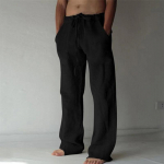 Meeste vabaaja puuvillased linased p&uuml;ksid Moodsad tugeva taskuga n&ouml;&ouml;riga kottis p&uuml;ksid Mugavad lahtised laia s&auml;&auml;rega p&uuml;ksid Streetwear dressip&uuml;ksid XL must