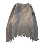 Meeste s&uuml;gistalvine kampsun, rebitud tutt, &uuml;hev&auml;rviline narmas, &uuml;mara kaelusega kootud keskmise pikkusega avara pikkade varrukatega pehme soe pullover Meeste kampsun L aprikoosi