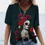 Uued naiste T-s&auml;rgid Skull Beauty Print Harajuku Y2k Streetwear Surnute p&auml;eva riietus Topid Naiste suures suuruses riided suve 6xl 4XL
