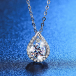 D-v&auml;rvi 14K valge kullaga kaetud sterlingh&otilde;bedast moissanite kaelakee ripats 1,0-karaadine teemant kaelakee ehted t&uuml;drukutele 1 Carat