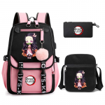 3 tk/komplekt Kamado Nezuko seljakotid t&uuml;drukutele Anime koolikott Teismelise &uuml;li&otilde;pilase l&otilde;uendiga s&uuml;learvuti seljakott naiste seljakott