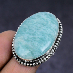 Natural Amazonite Gemstone Handmade 925 Sterling Silver Jewelry Ring Size 7 i8p66
