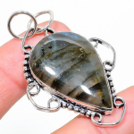 Natural Labradorite Gemstone Handmade 925 Sterling Silver Pendant 2.09 k7g65