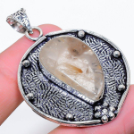 Natural Golden Rutile Gemstone 925 Sterling Silver Gift Pendant 1.97 r6p10