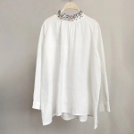 Johnature Kevadsuvi &otilde;hukesed valged naiste topid vabaaja linane volangidega krae lapiline lahtised lihtsad naiste s&auml;rgid One Size valge