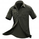 Meeste s&auml;rk Militaar l&uuml;hikeste varrukatega s&auml;rk vabaaja s&auml;rk Sotsiaalne riietus Chemise Homme Camisa Masculina S khaki