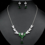Luksuslik smaragdroheline kaelakee ja k&otilde;rvar&otilde;ngakomplekt l&auml;ikiva kuupmeetri tsirkooniumoksiidiga ehtekomplekt naistele pruudi ehtekomplekt, kingitus Envio tasuta